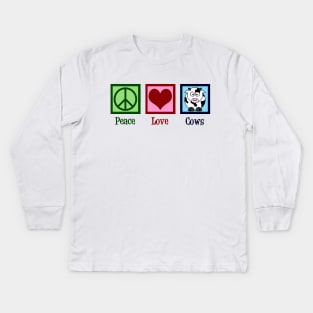 Peace Love Cows Kids Long Sleeve T-Shirt